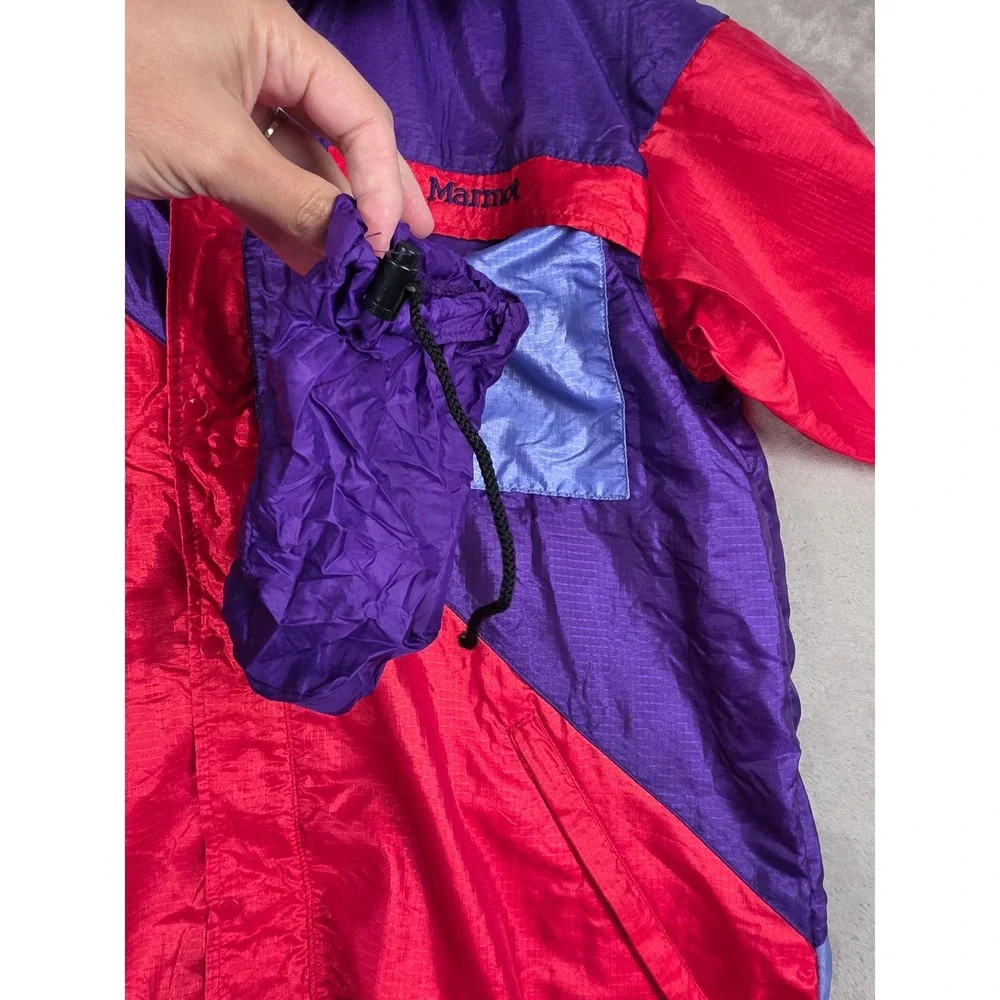 Vintage Marmot Windbreaker Jacket Mens L Red Colorblock Packable Full Zip